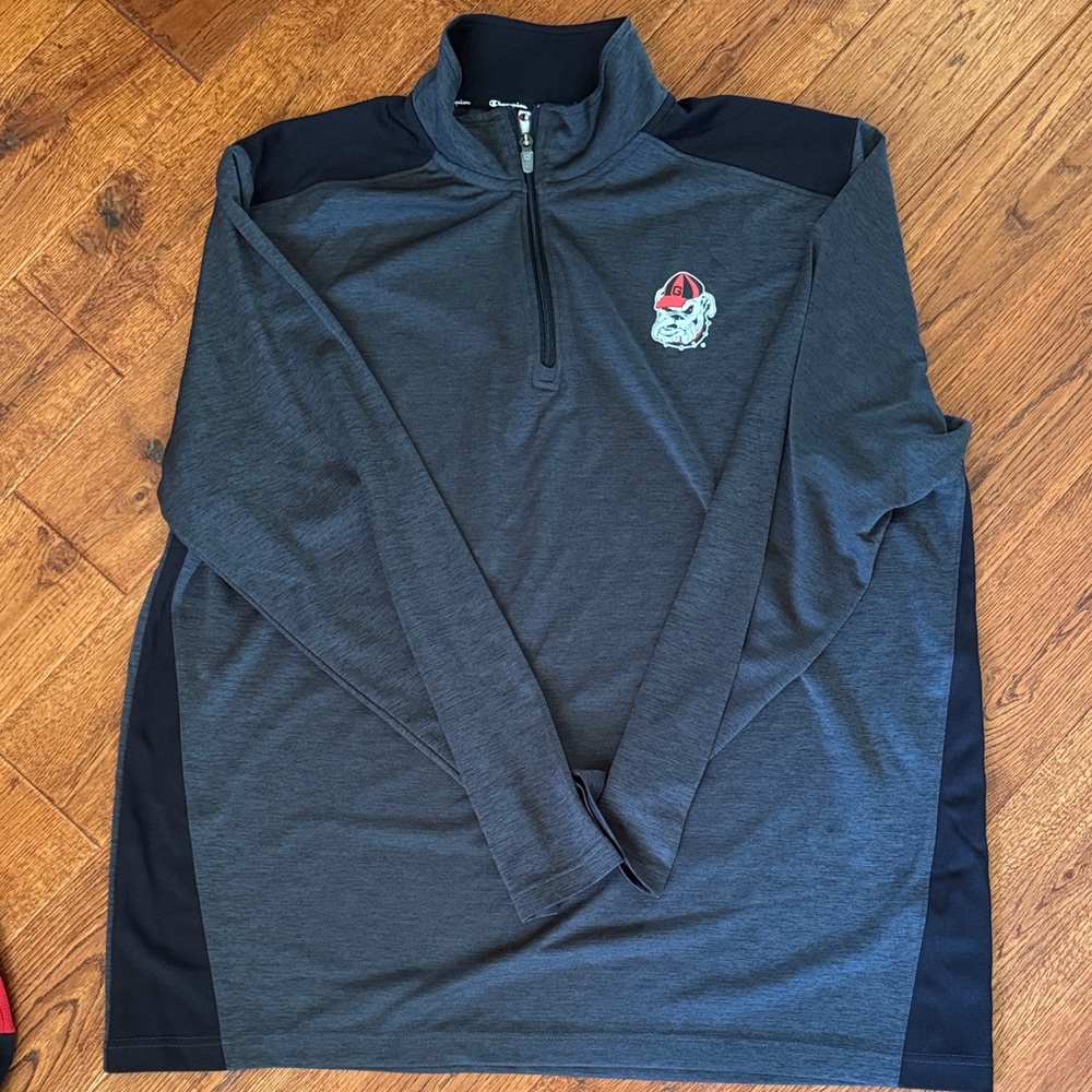 GA Bulldog Gray and Black Quarter-Zip Pullover